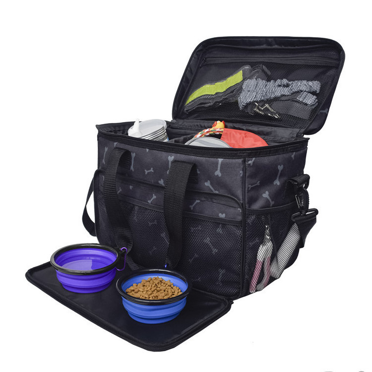 Multi-Function Dog Travel Bag for Supplies Pet Dog Food Travel Bag Airplane Approved Dog Gear Overnight Bags for Traveling