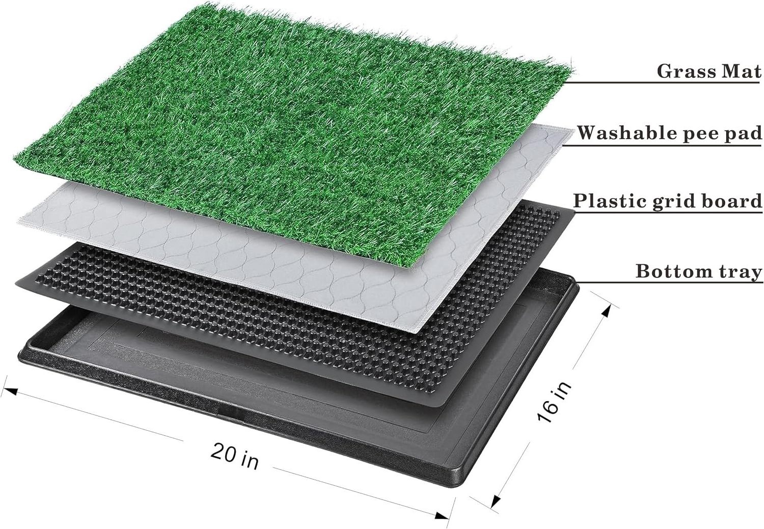 Artificial Dog Grass Mat Pet Potty 4 Layers Dog Potty Grass with Tray  for Dogs to Pee and Poop on