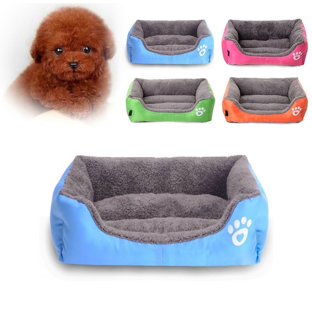 Dog Soft Washable Rectangular Pet Self Warming Cat Pet Warm Basket Bed with Fleece Lining Fit Most Pets