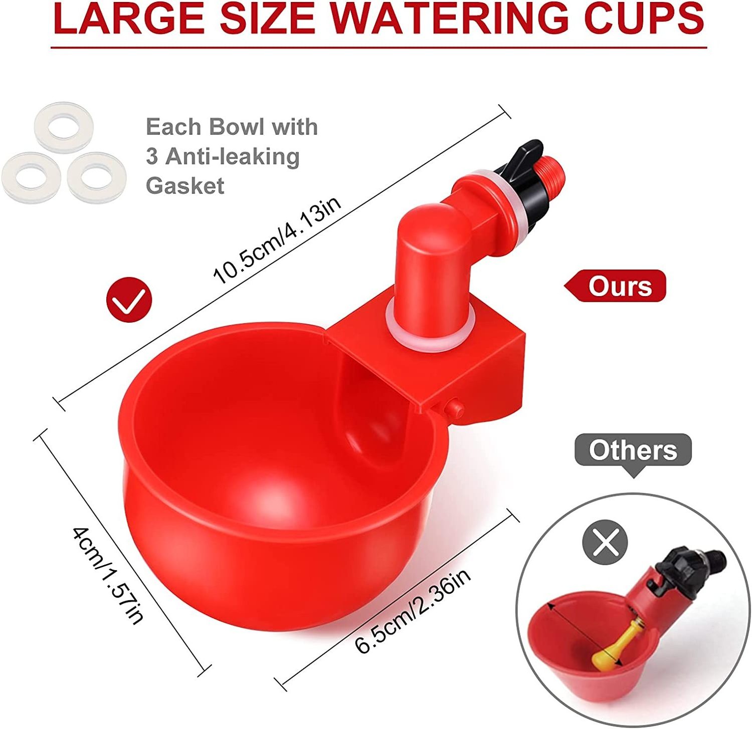 Automatic Chicken Water Cup Waterer Bowl Kit Farm Coop Poultry Waterer Drinking Water Feeder for Chicks Duck Goose Turkey Quail