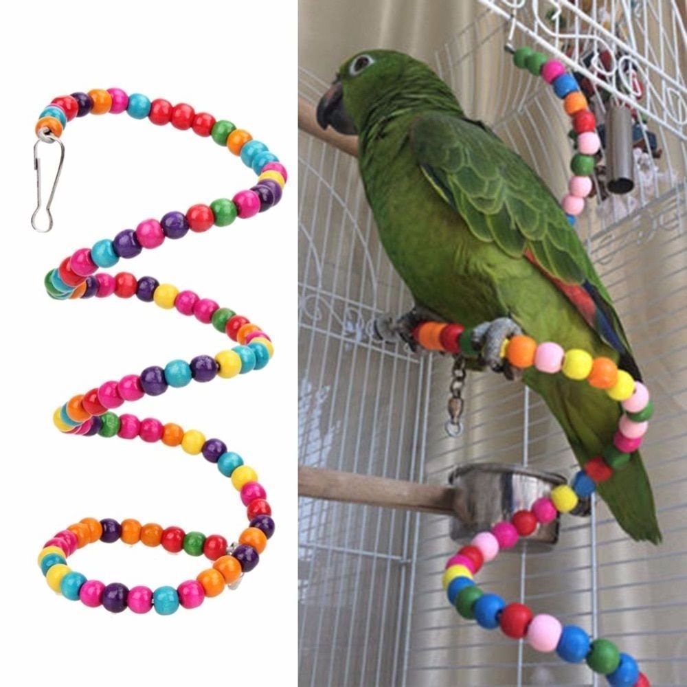 100CM Pet Parrot Toys Rainbow Wooden Swing Ladder For Training Birds Exercise Game