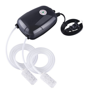 Silent 5W Aquarium Air Pump Fish Tank Mini Aerator Oxygen Pump Double Outlet Air Pump 2 Air stones/2M Silicone Tubes