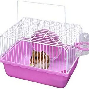 Pet Hamster Cage with Running Wheel Water Bottle Food Basin Portable Carrier House Mice Home Habitat for Going Out