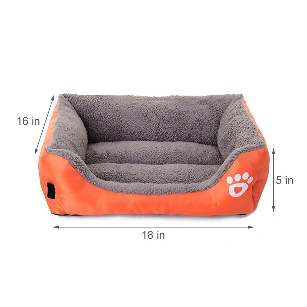 Dog Soft Washable Rectangular Pet Self Warming Cat Pet Warm Basket Bed with Fleece Lining Fit Most Pets