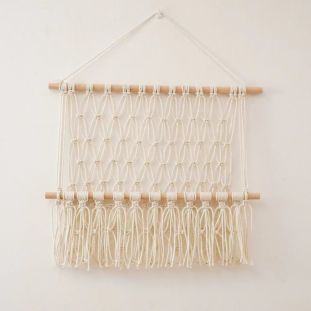 Hand-woven Cotton Rope Storage Rack Boho Cute Baby Room Decoration Cotton Handmade Wall Hanging Macrame Nursery Toy Hammock