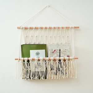 Hand-woven Cotton Rope Storage Rack Boho Cute Baby Room Decoration Cotton Handmade Wall Hanging Macrame Nursery Toy Hammock