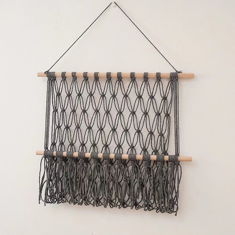 Hand-woven Cotton Rope Storage Rack Boho Cute Baby Room Decoration Cotton Handmade Wall Hanging Macrame Nursery Toy Hammock