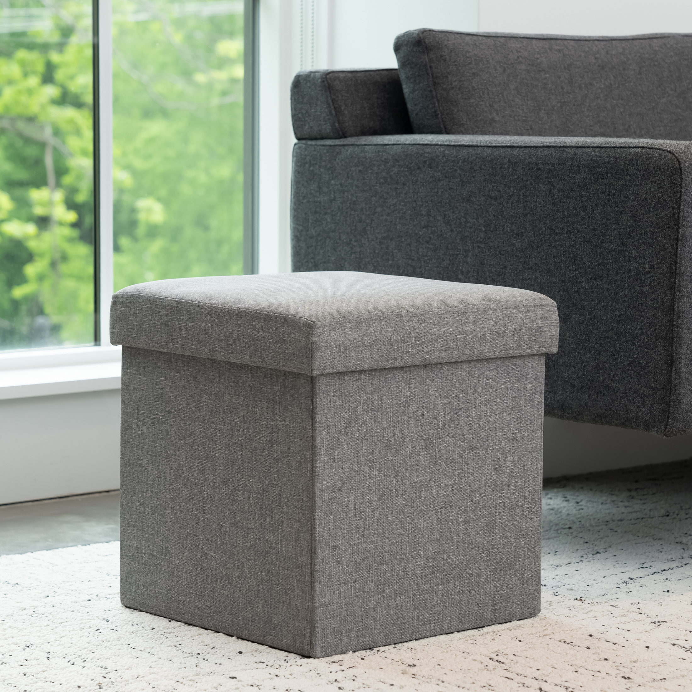 Factory Oem Low Moq Easy To Assemble Sturdy Lightweight Space Saving Hide Cute Collapsible Cube Storage Ottoman For Foot Rest