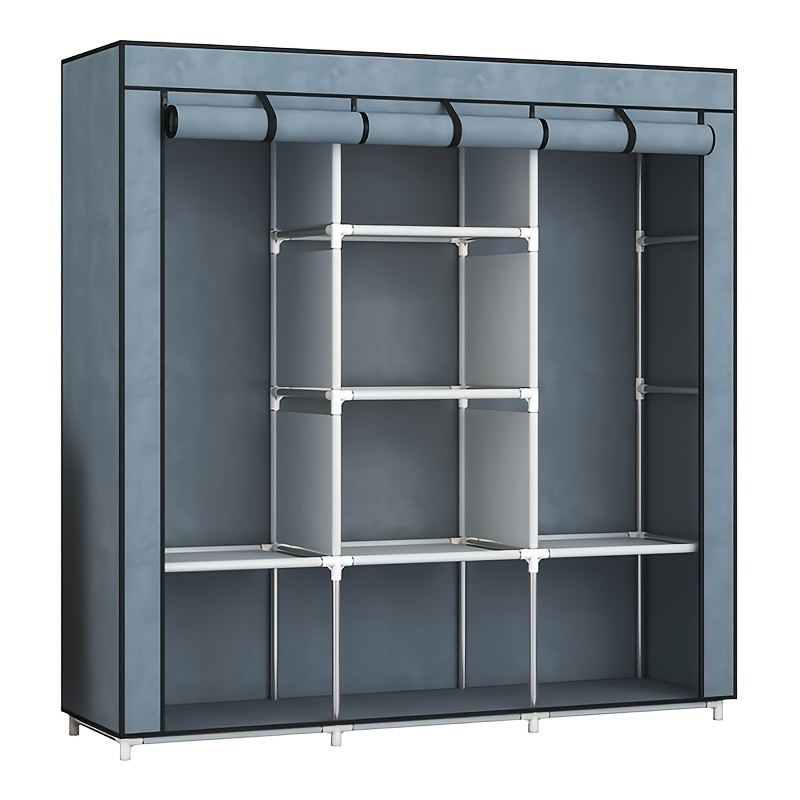 Large Capacity Dustproof Wardrobe Sturdy Steel Frame Storage Rack Versatile Clothes Organizer For Homes Dorms Solution