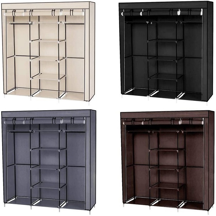 Custom OEM DIY Black Fabric Closet Desarmables Wardrobe Portable Cloth Storage Organizer Couple Wardrobe for Living Room