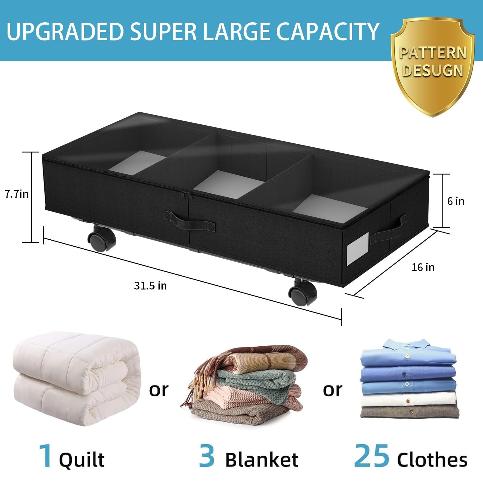 Custom Oxford Cloth Caja Para Zapatos Transparente Dustproof Under Bed Storage Box Drawer With Wheels For Clothes Shoes Blanket