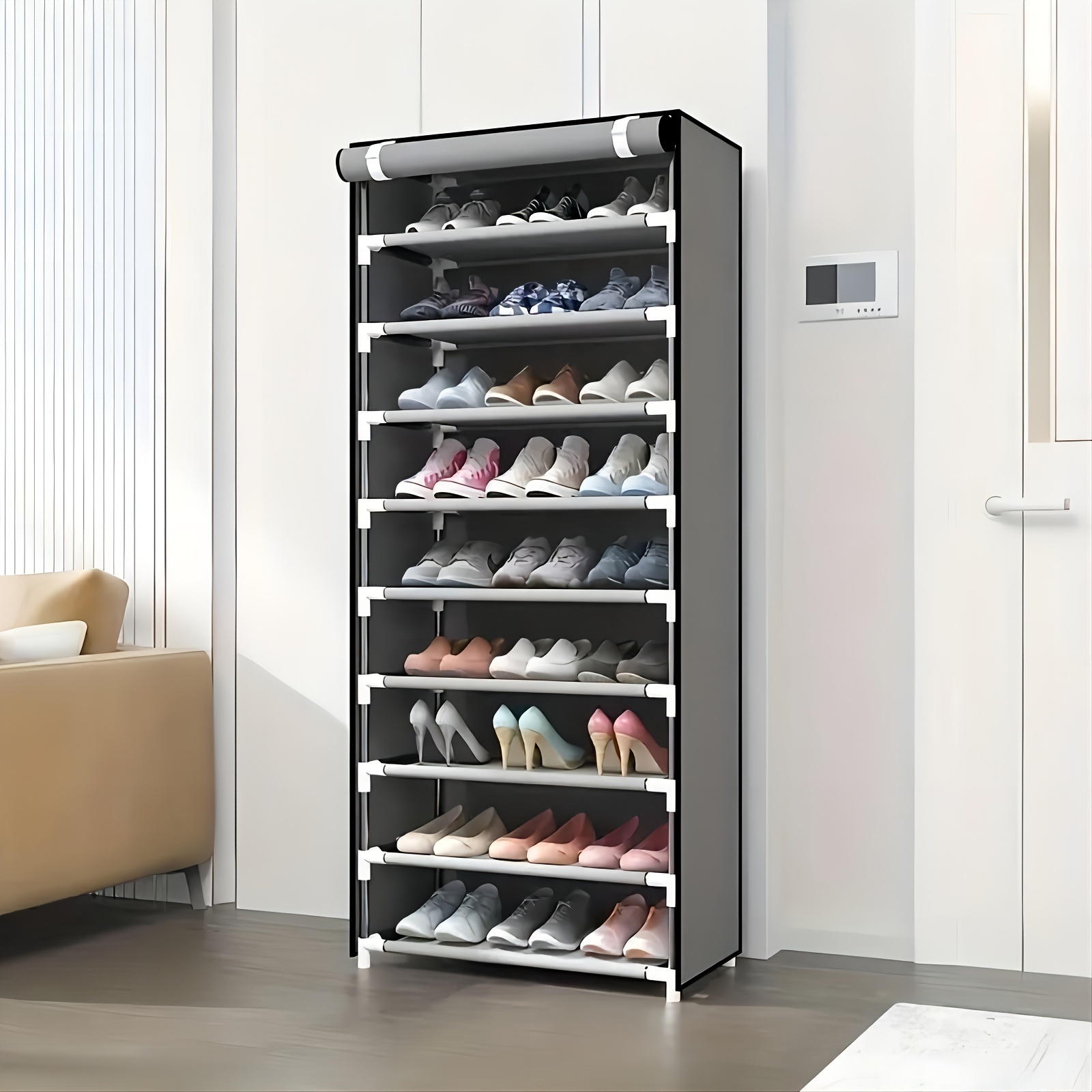 Multi-Layer Freestanding Shoe Storage Rack Large Capacity Dustproof Shoe Cabinet Shoes Organizer For Entrance Bedroom Dorm