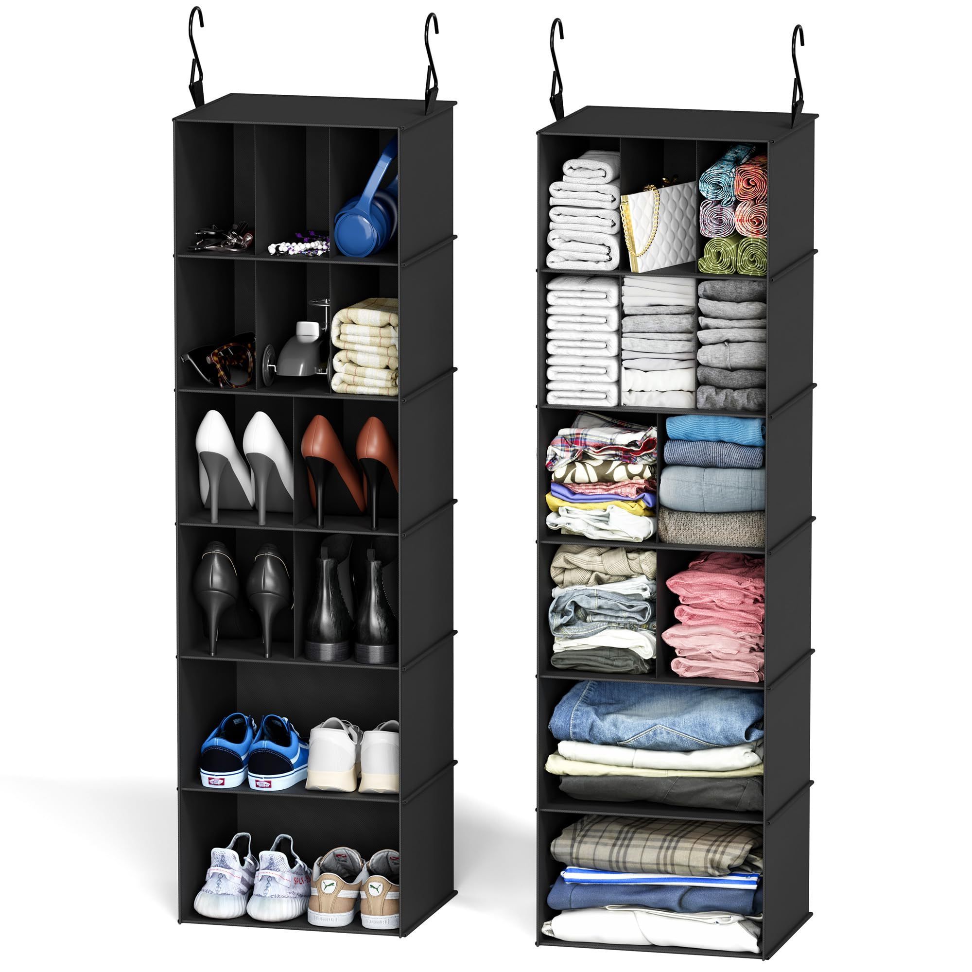 24 Compartments Door Hanging Closet Organizer And Storage Shoe Shelves For Closet Wardrobe Rv Garment Rack With Hooks Dividers