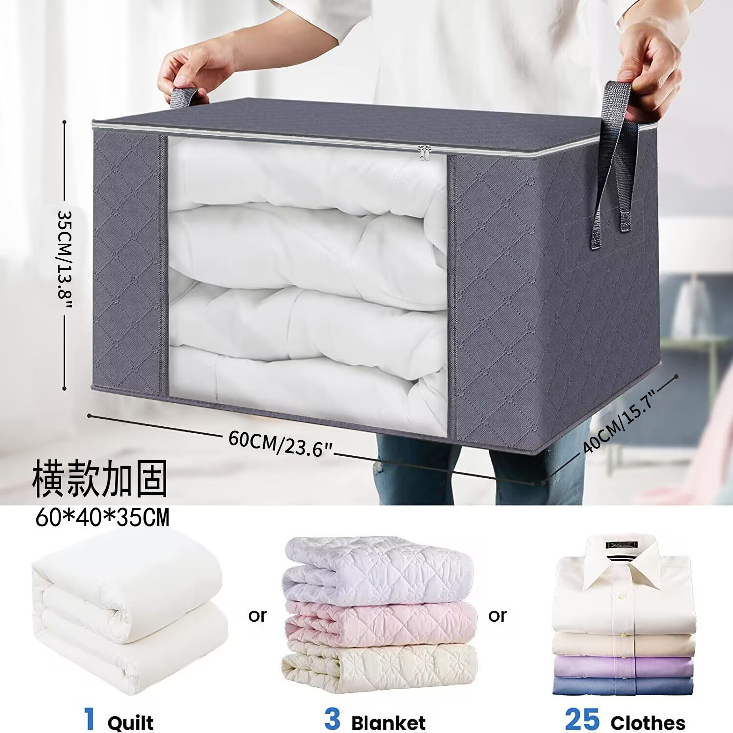 Large Storage Bag 6 Pack Clothes Storage Bins Foldable Closet Organizer Containers Non Woven Collapsible Storage Box