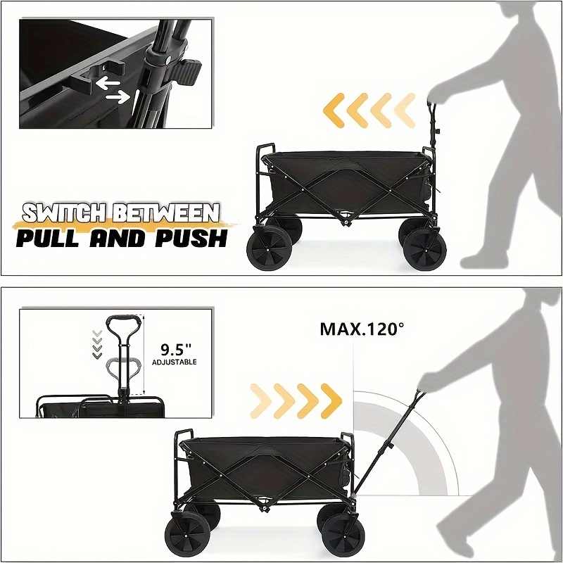 Heavy Duty Durable Outdoor Trolley 360 Swivel Front Wheel Folding Utility Wagon Cart With Cup Holder And Retractable Handle