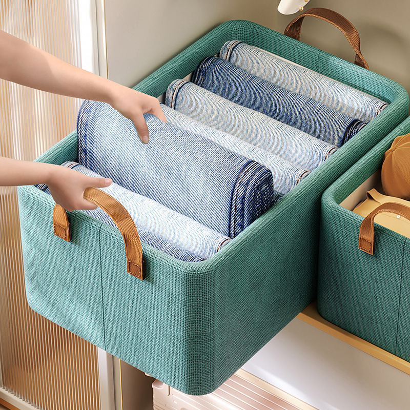 Hot Selling Cute Amazon Home Organization Items Foldable Non Woven Wardrobe Organizer Closet Clothes Jean Tshirt Storage Box