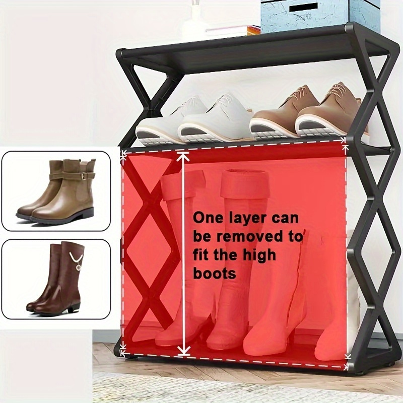 4-Tier Sturdy Stackable Floor Mount Shelf Folding Plastic Space Saving Storage Organizer Backdoor Shoe Rack For Entryway Garage