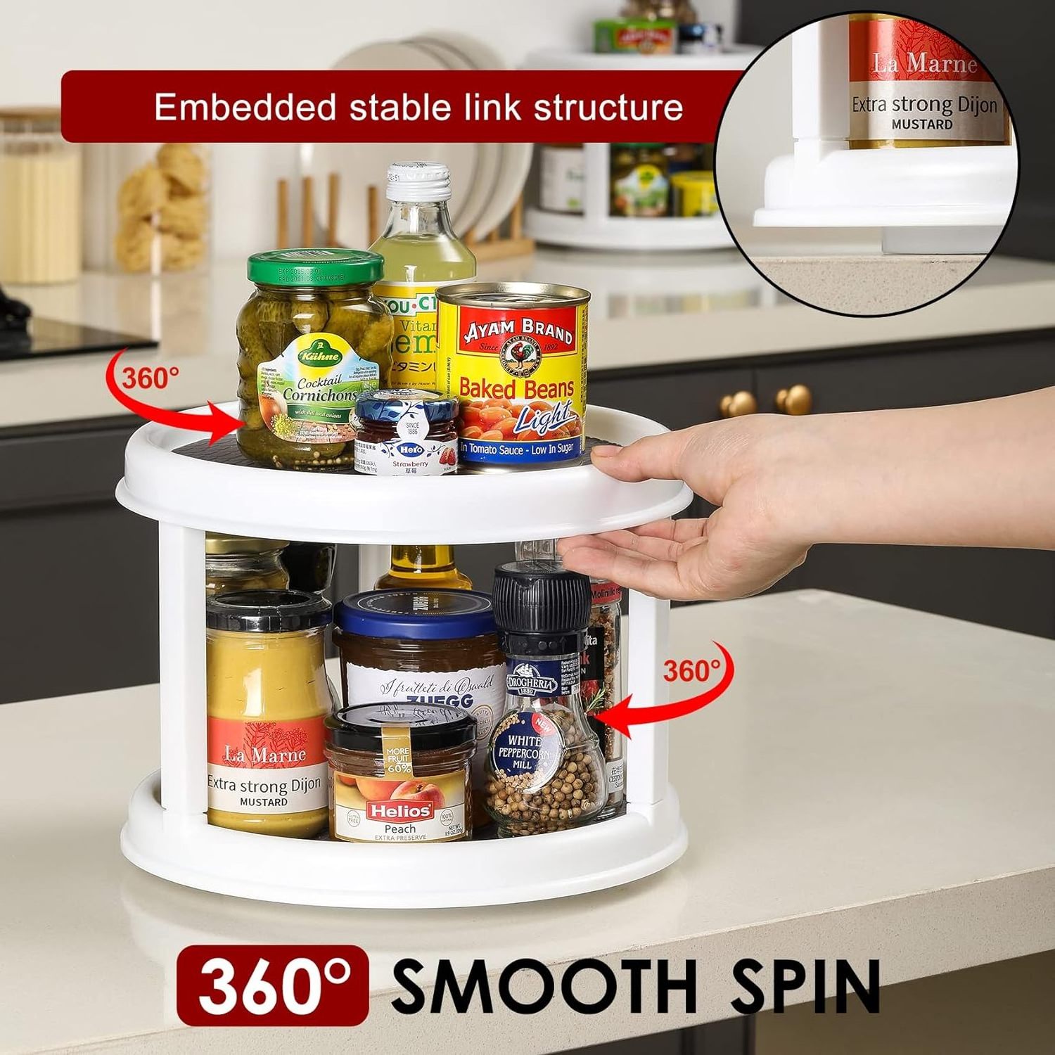 2 Tier Turntable Lazy Susan Rotating Spice Rack Spinner Pantry Medicine Cabinet Organization And Storage Spinning Organizing