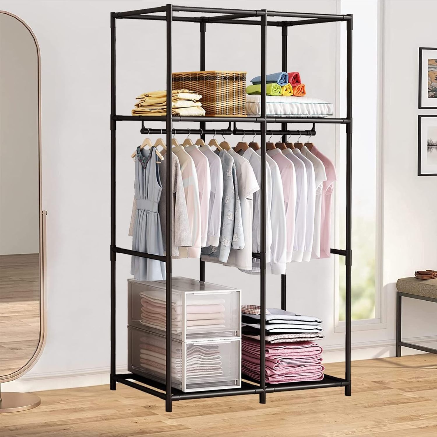 Modern 3-Door Metal Almari Wardrobe Cubes Storage Walldrob Chest Design Bedroom Student Furniture Closets for Home Furniture