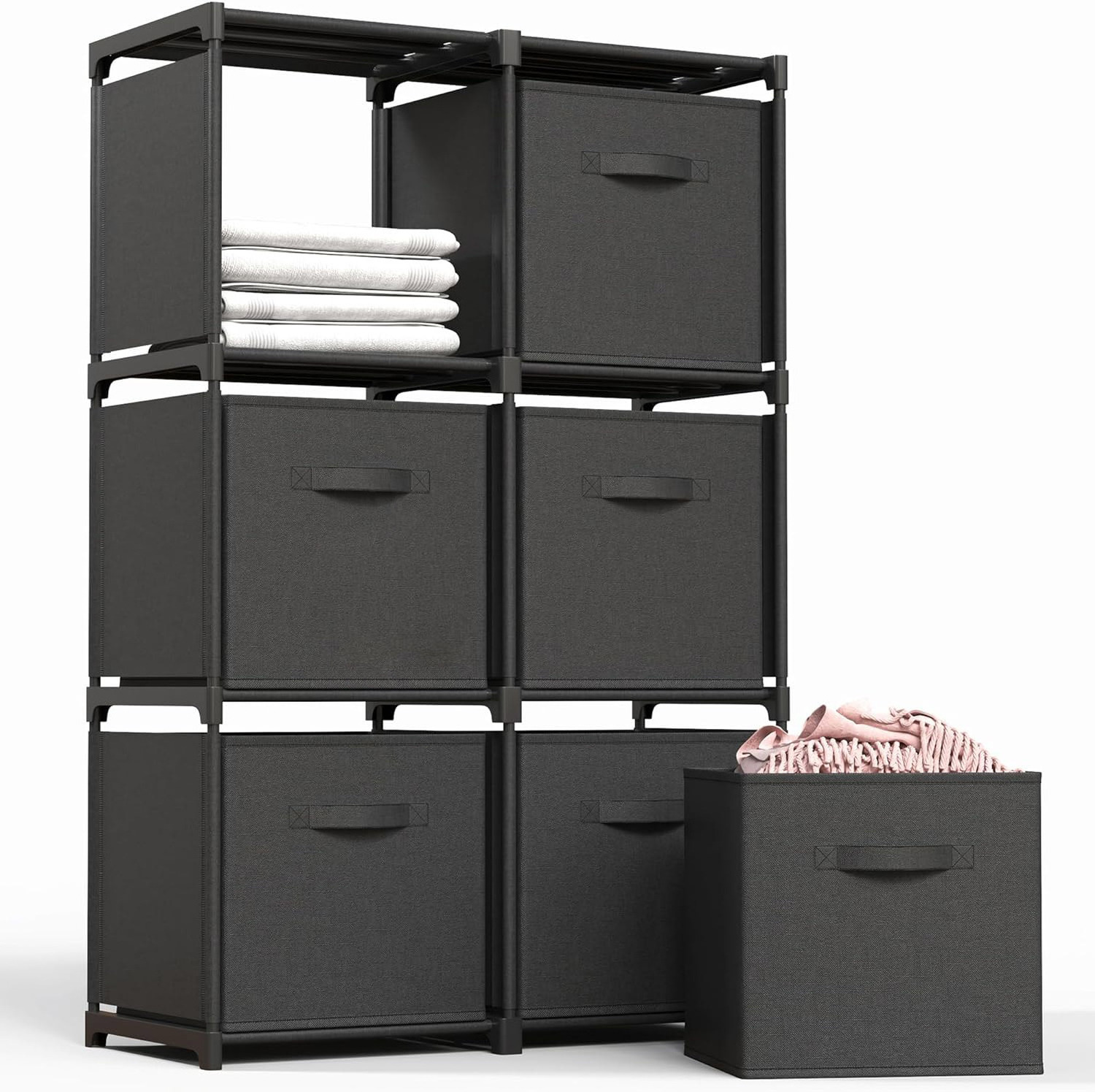 Home Furniture 6 Cube Storage Bin with 6 Extra Drawers Wardrobe With Strong Load-Bearing Capacity For Bedroom