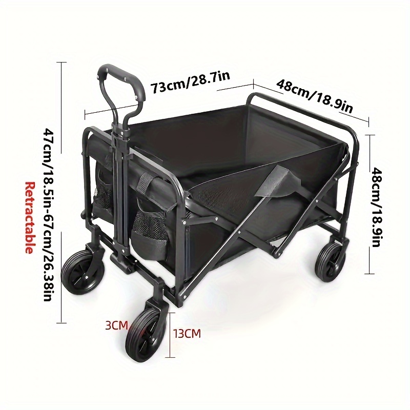 Heavy Duty Durable Outdoor Trolley 360 Swivel Front Wheel Folding Utility Wagon Cart With Cup Holder And Retractable Handle