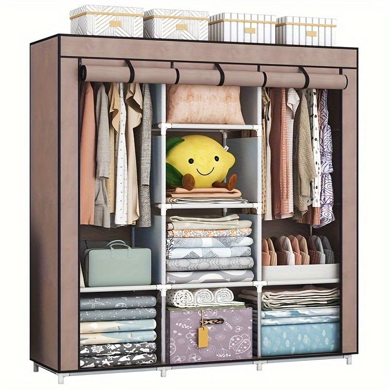 Large Capacity Dustproof Wardrobe Sturdy Steel Frame Storage Rack Versatile Clothes Organizer For Homes Dorms Solution