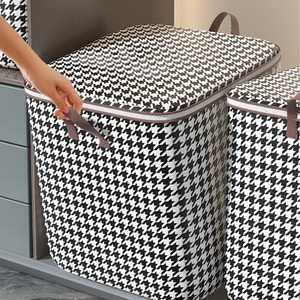 100L 140L 180L Large Capacity Moisture-Proof Houndstooth Portable Blanket Storage Bag Moving Packing Bag Box With Clothes Quilt