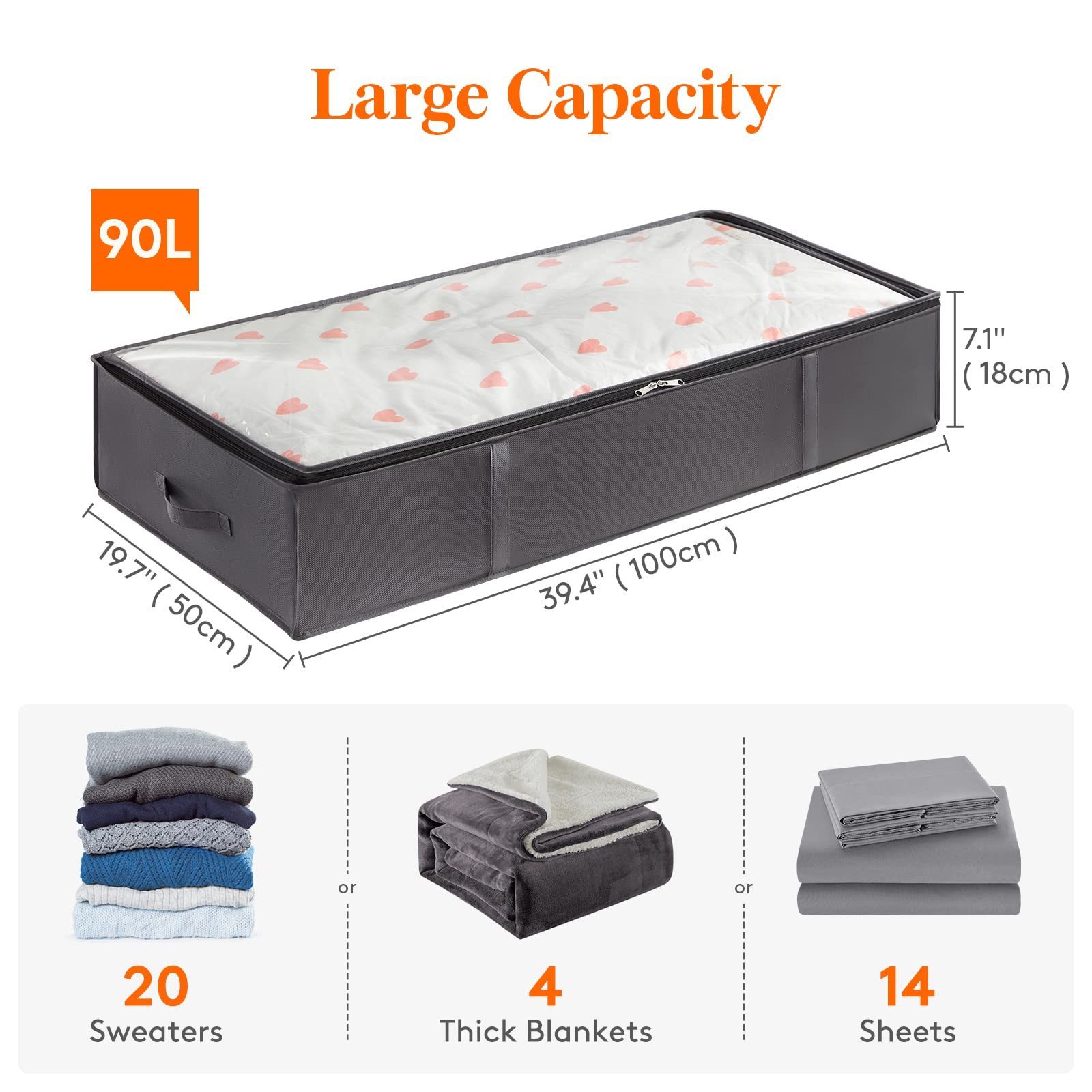 Cheap Large Capacity Under Bed Storage Blanket Bag Containers With Reinforced Handle For Clothes Sheets Towels Bedroom Closet