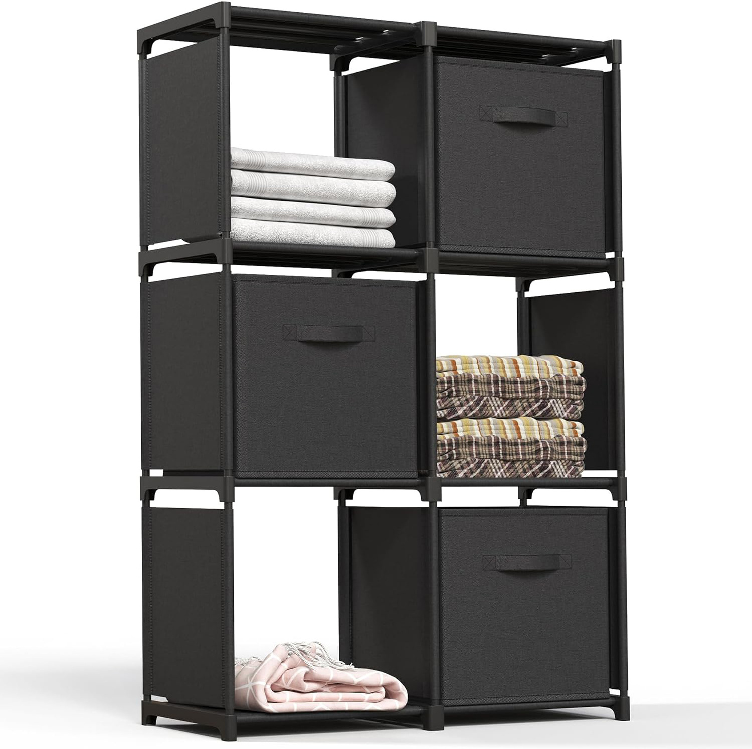 Home Furniture 6 Cube Storage Bin with 6 Extra Drawers Wardrobe With Strong Load-Bearing Capacity For Bedroom