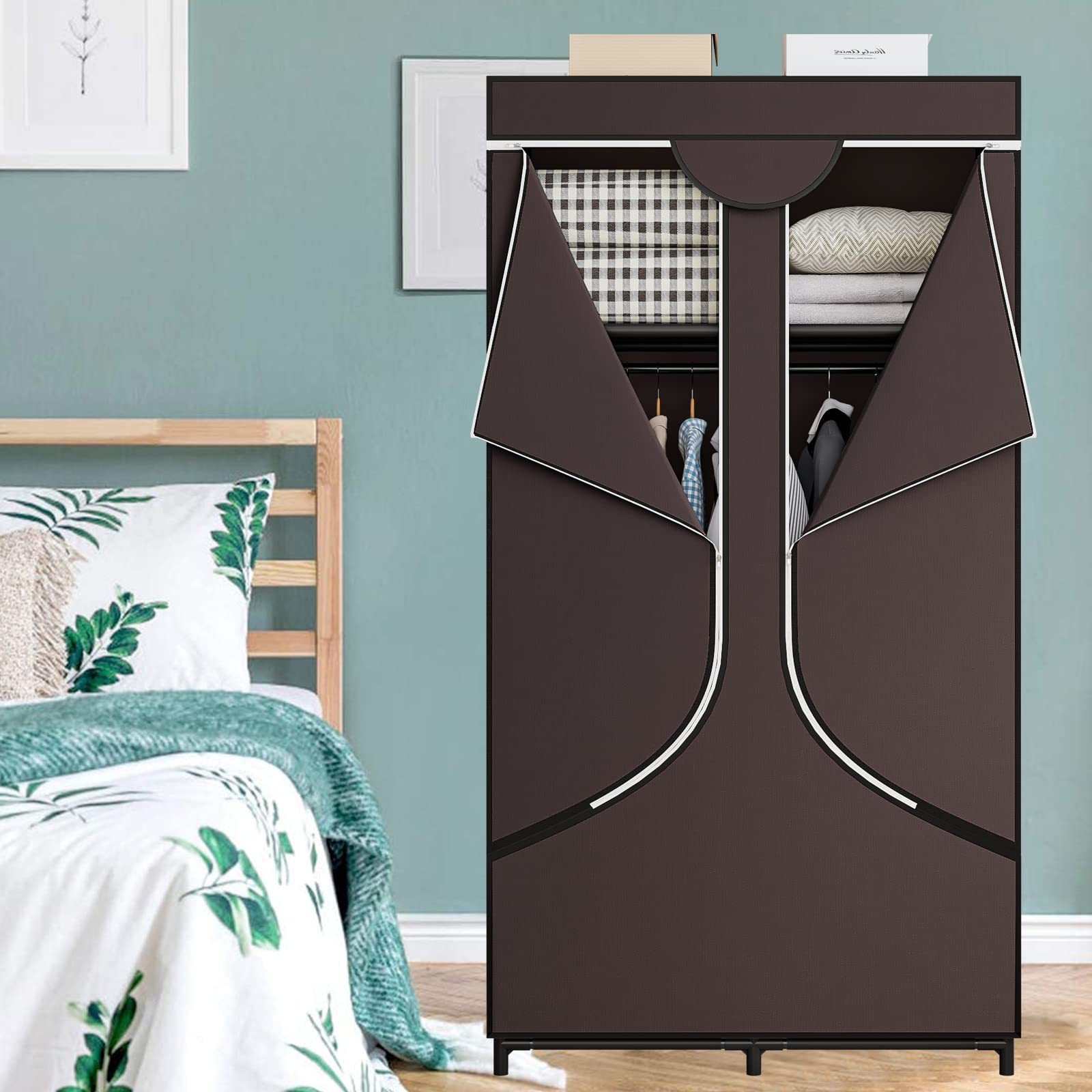 2024 Custom Fabric Almirah Wadrober Roperos y Closet Waldrop Bedroom Furniture Narrow Corner Mobile Portable Storage Wardrobe