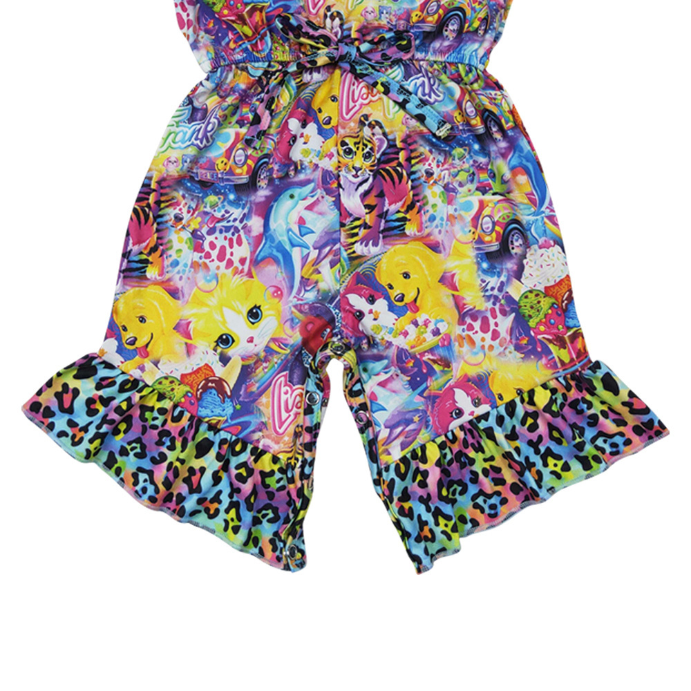 Cartoon Lisa Frank Jumpsuit Spring Summer 6 -9 years Wholesale Kids Clothes Baby Toddlers Girls Jumpsuits