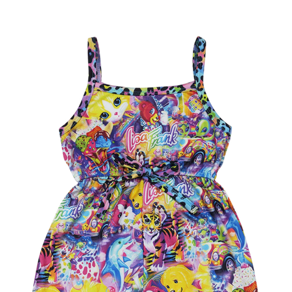 Cartoon Lisa Frank Jumpsuit Spring Summer 6 -9 years Wholesale Kids Clothes Baby Toddlers Girls Jumpsuits