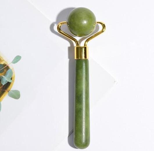 Wholesale Masajeador Rodillo Facial Jade Stone Massage Roller Gua Sha Tool Set Green Xiuyan Jade Roller For Face