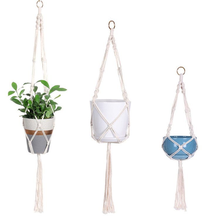 Handmade Macrame Hanging Planter Basket  Indoor Outdoor Home Decor Cotton Rope Macrame Plant Hanger