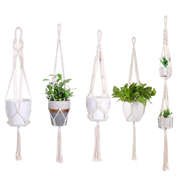 Handmade Macrame Hanging Planter Basket  Indoor Outdoor Home Decor Cotton Rope Macrame Plant Hanger