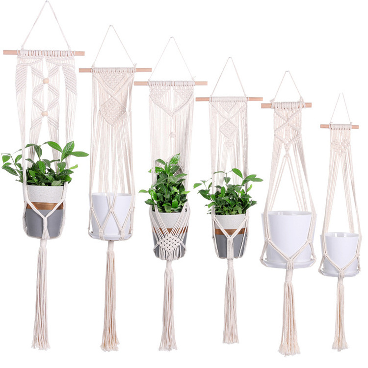 Handmade Macrame Hanging Planter Basket  Indoor Outdoor Home Decor Cotton Rope Macrame Plant Hanger