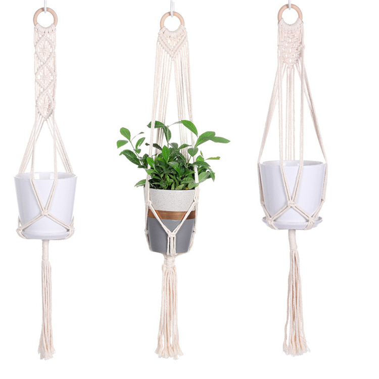 Handmade Macrame Hanging Planter Basket  Indoor Outdoor Home Decor Cotton Rope Macrame Plant Hanger