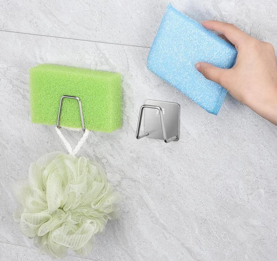 Kitchen Stainless Steel Sink Sponges Holder Self Accessories Storage Organizer Adhesive Drain Drying Rack Wall Hooks