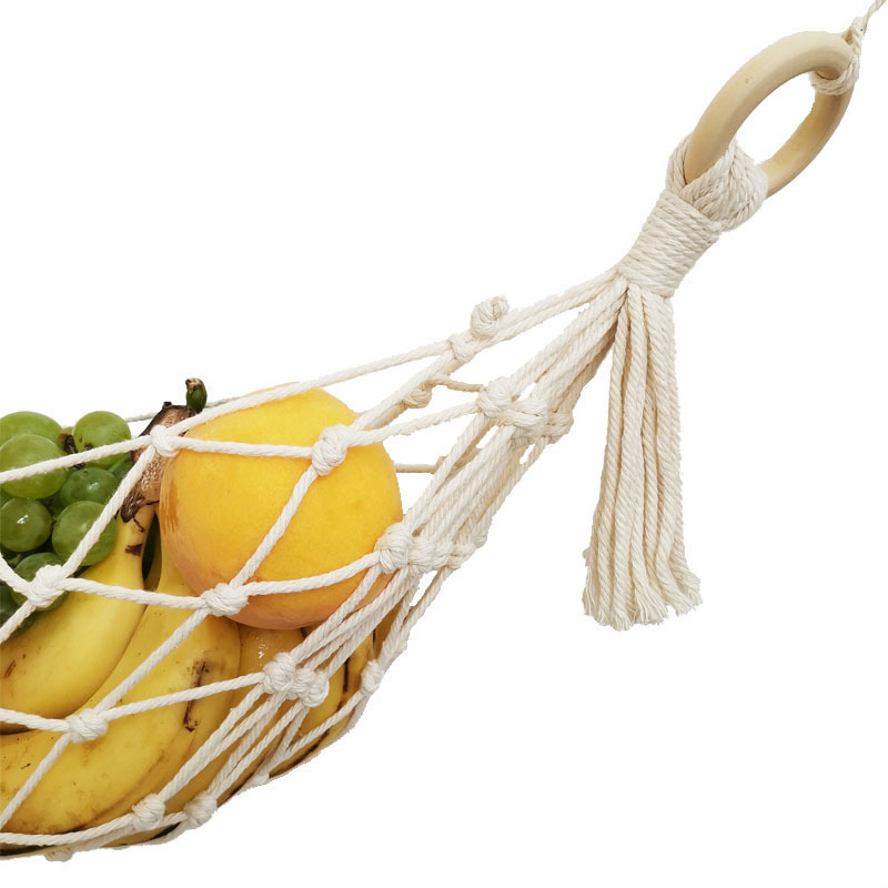 Kitchen Produce Storage Fruit Basket Fruit And Veggie Banana Hanging Boho Macrame Hanging Fruit Hammock Under Cabinet