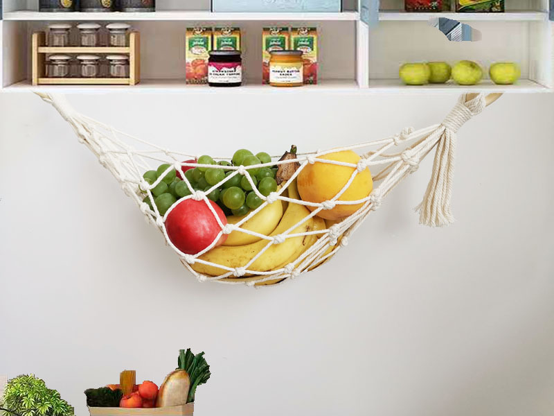 Kitchen Produce Storage Fruit Basket Fruit And Veggie Banana Hanging Boho Macrame Hanging Fruit Hammock Under Cabinet