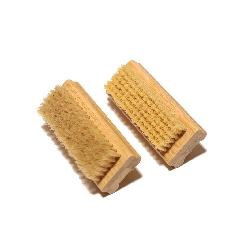 Customized Eco Friendly Sisal Bamboo Double Sided Nail Brush Pedicure Fingernail Nails Scrubbing Cleaning Dust Brush