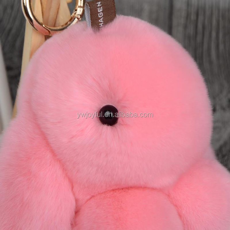 Rex Rabbit Fur Keychain Bunny Toy Doll Cute PomPom Rabbit Keychain For Bag