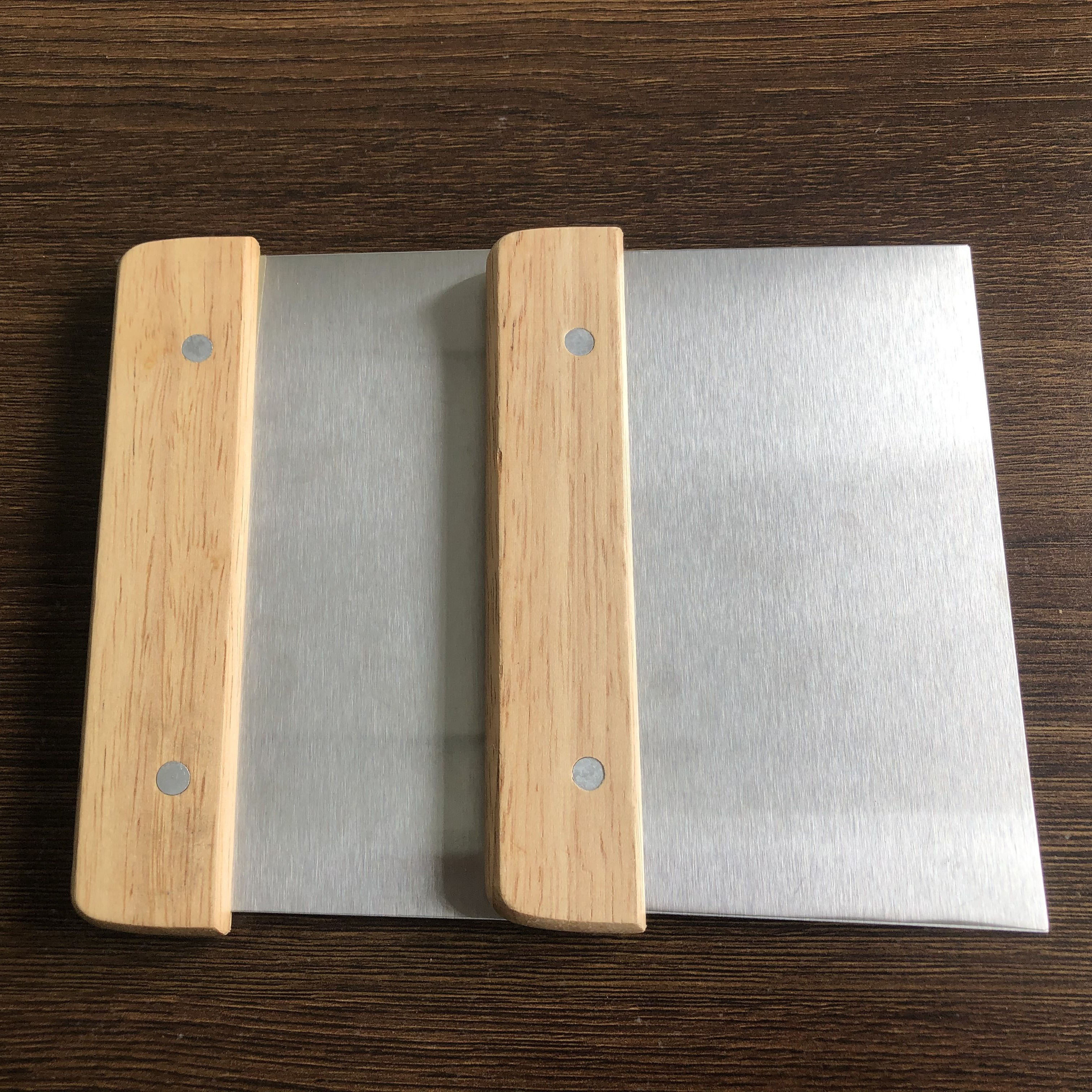 Stainless Steel Bench Scraper with Wooden Handle Dough Pastry Multi-Purpose Food Scraper Chopper for Bread Pizza Dough Pastry