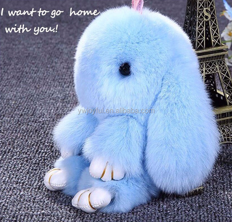 Rex Rabbit Fur Keychain Bunny Toy Doll Cute PomPom Rabbit Keychain For Bag