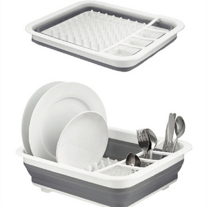 New design Organizer Dish Drainer Drying Rack Collapsible Dish Drainer Folding Silicone Storage Rack