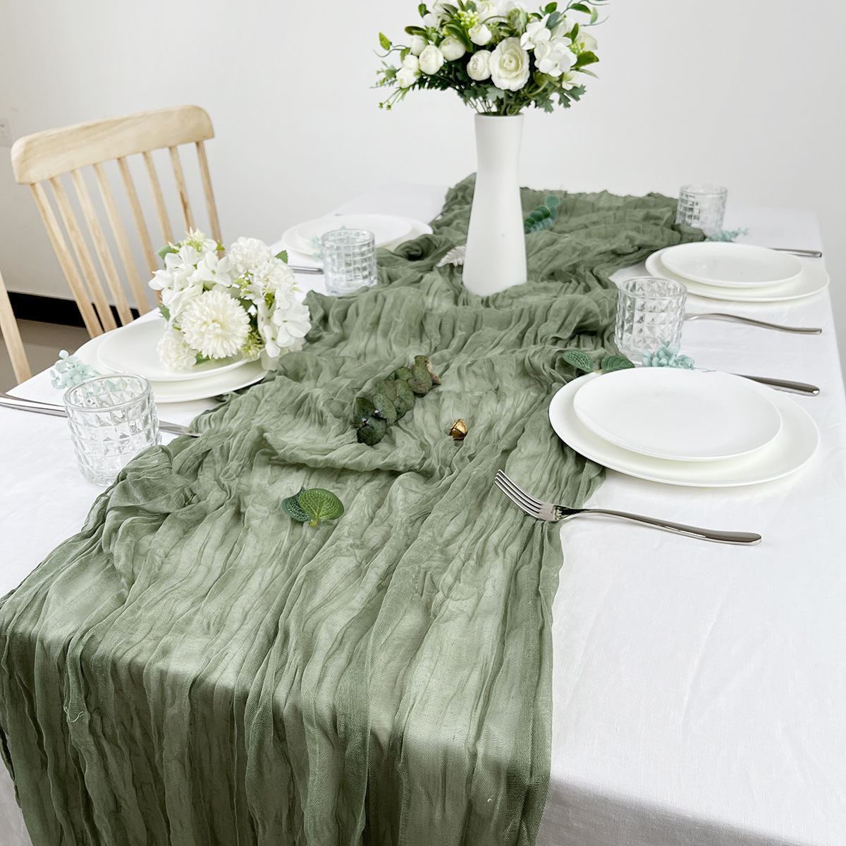 Nordic style Polyester kitchen dinning wrinkle free table cloths Fabric Rustic Sheer Cloth Table Runners Wedding Birthday Party