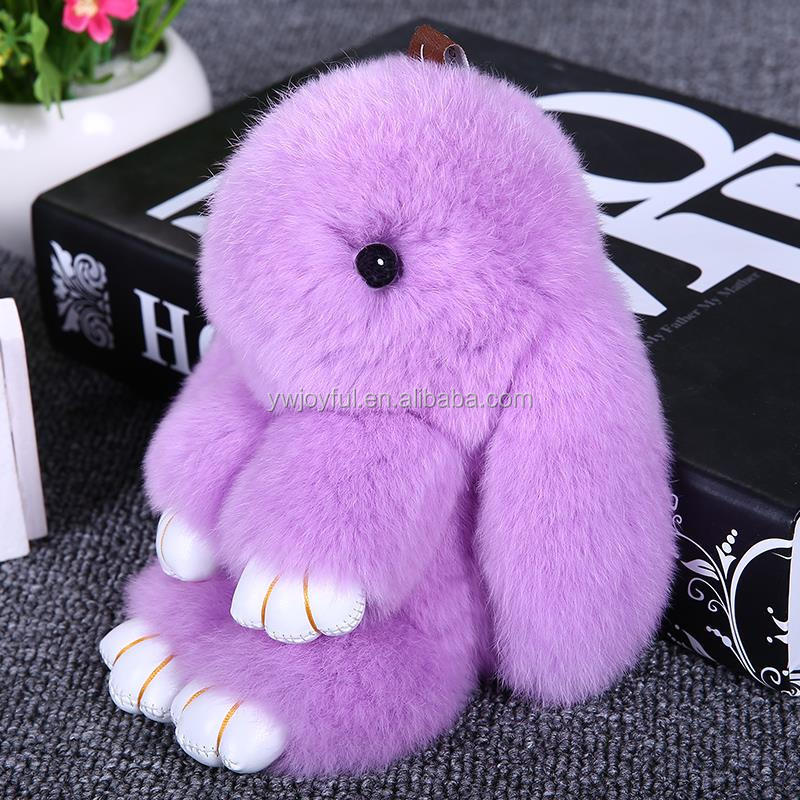 Rex Rabbit Fur Keychain Bunny Toy Doll Cute PomPom Rabbit Keychain For Bag