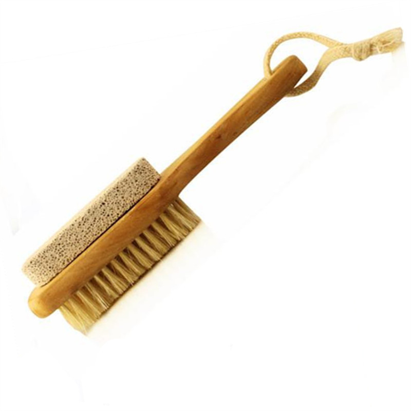 Foot Natural Bristle Foot Exfoliating Brush Pumice Stone wooden Handle Exfoliate Pedicures Calluses Feet Cleaning Brush