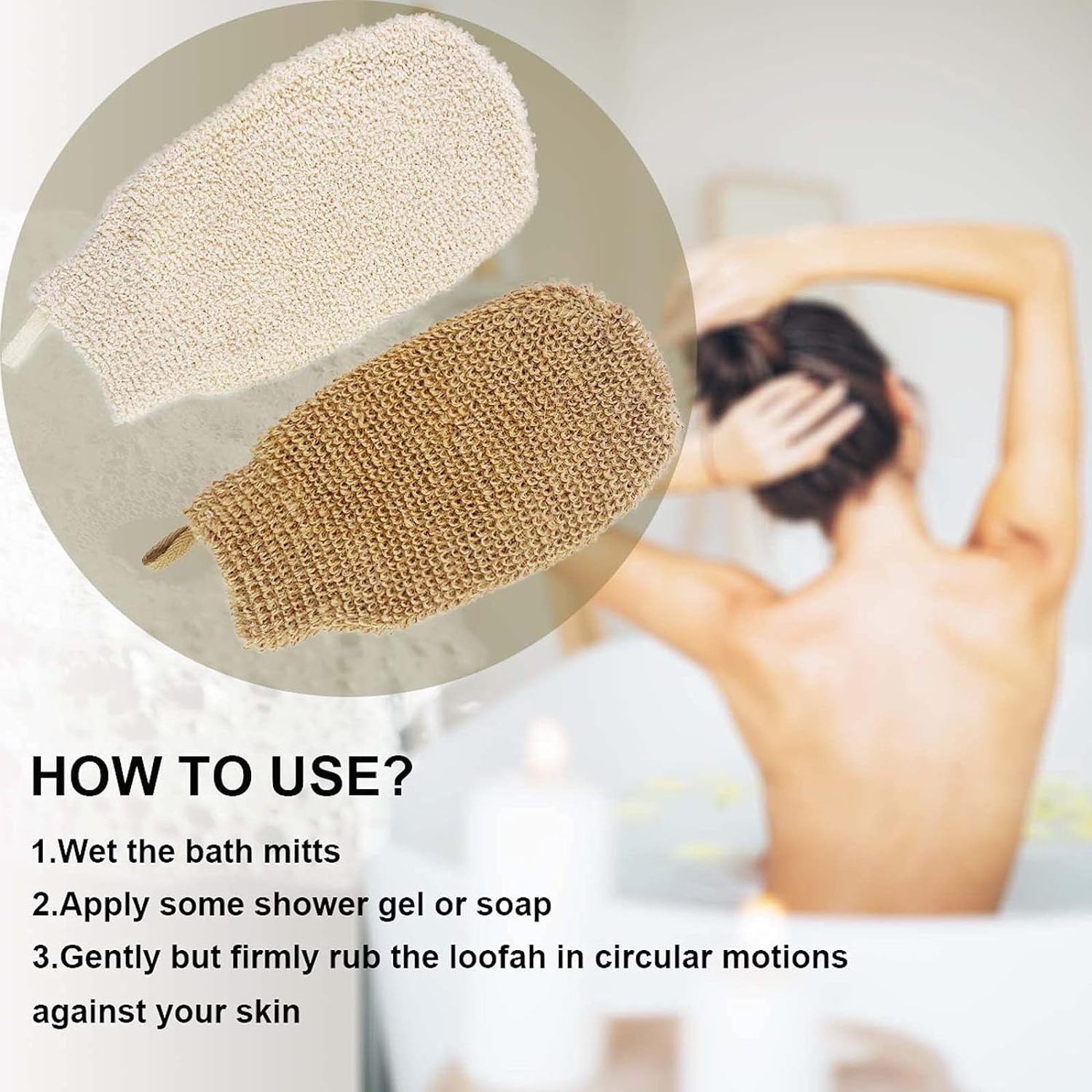 Eco Friendly Natural Reusable Exfoliating Jute Ramie Fiber Bath Glove Shower Sisal Mitt Soap Foaming Bag Body Exfoliating Gloves