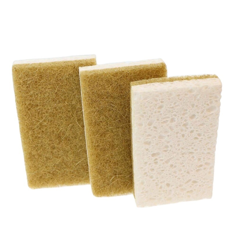 Eco Natural Sponge Scrubber High Absorbent Kitchen Sisal Dishwashing Cellulose Sponges Scouring  Pad for Household